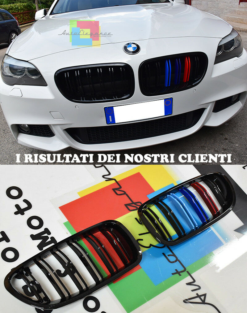 K&uuml;hlergrill Doppelt Streifen BMW Serie 5 F10 F11 2010 + Grids Vorne Look M5