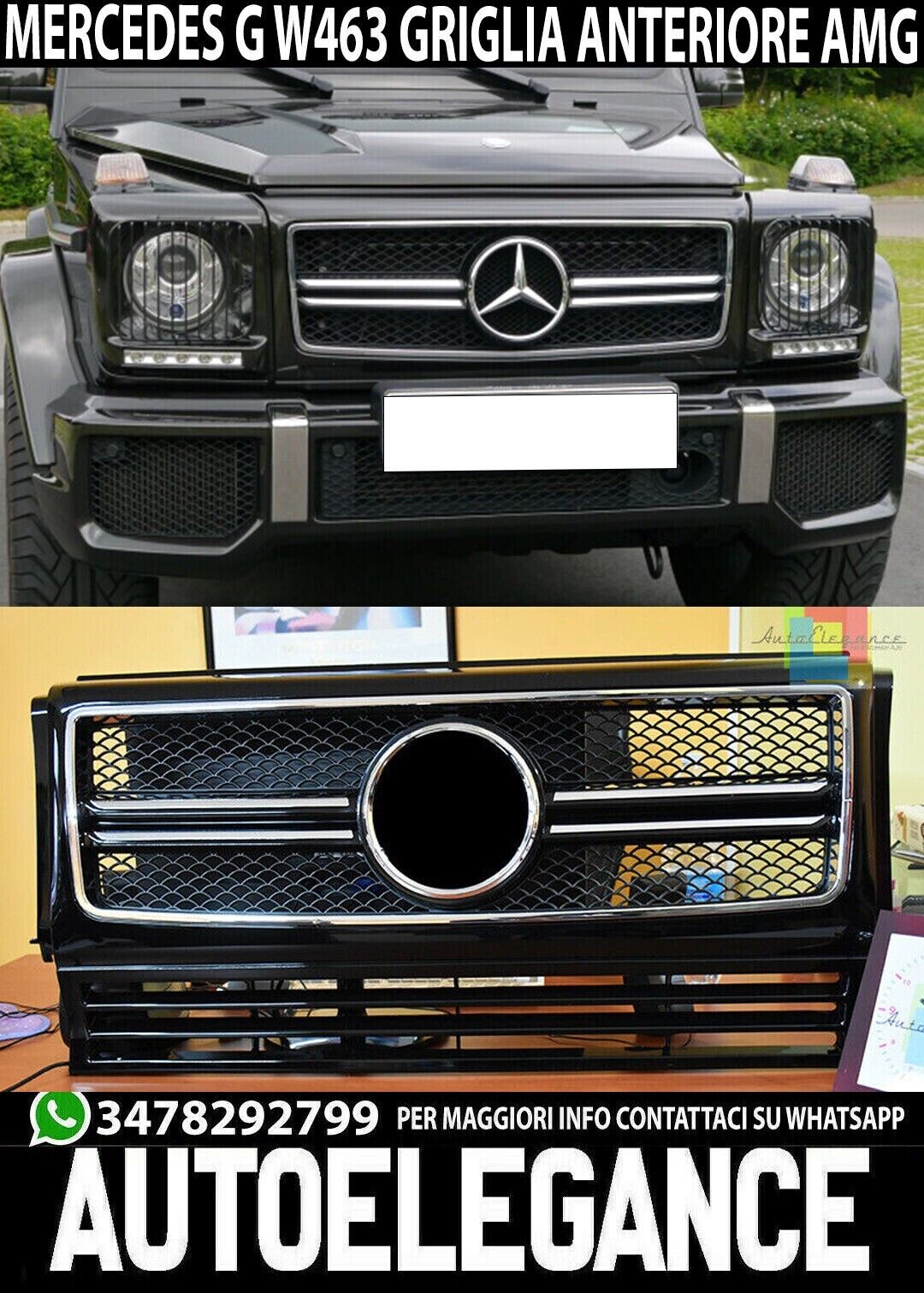 FRONTGRILL MERCEDES G W463 1990-2012 DESIGN G65 SCHWARZ AMG CHROMKANTE
