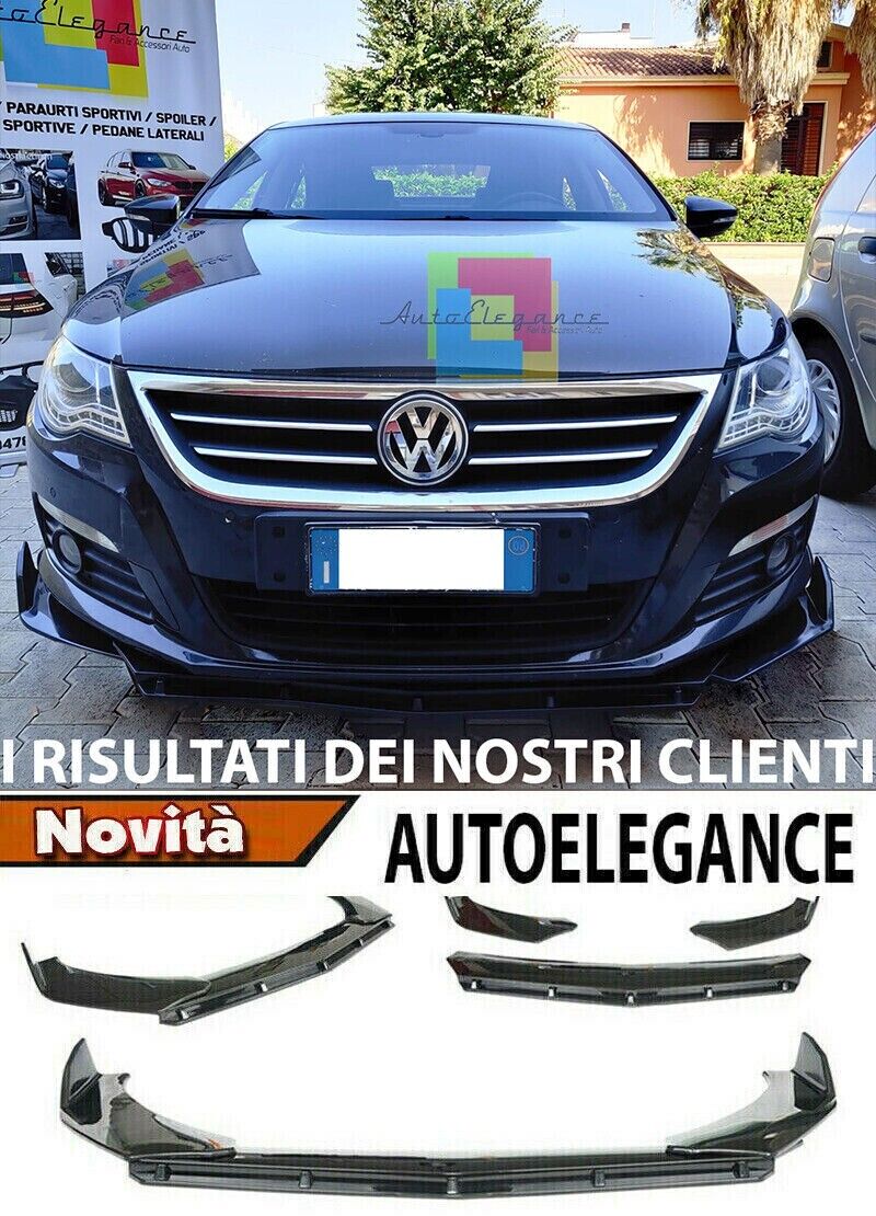 VW PASSAT CC 2008-2012 LAME DE PARE-CHOC AVANT LOOK NOIR BRILLANT RS - 3P -