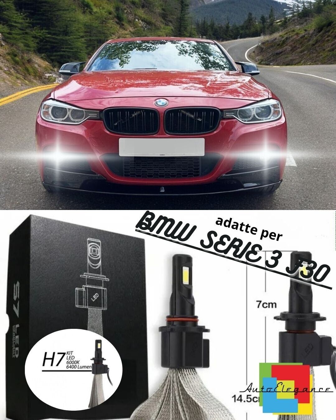 KIT FULL LED BMW SERIE 3 F30 LAMPADE H8 FENDINEBBIA CANBUS 6400 LUMEN 6000K