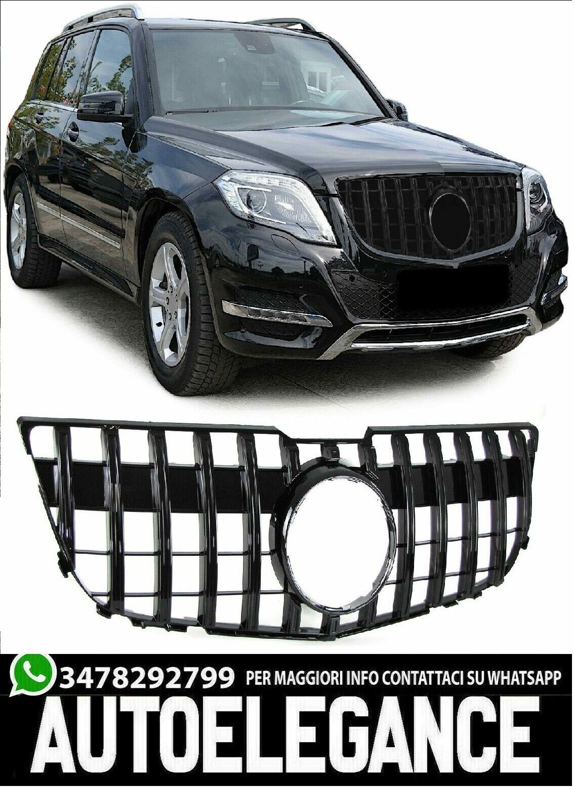 Grille Radiateur Sport Exclusive Noir Poli pour Mercedes GLK X204 08-12