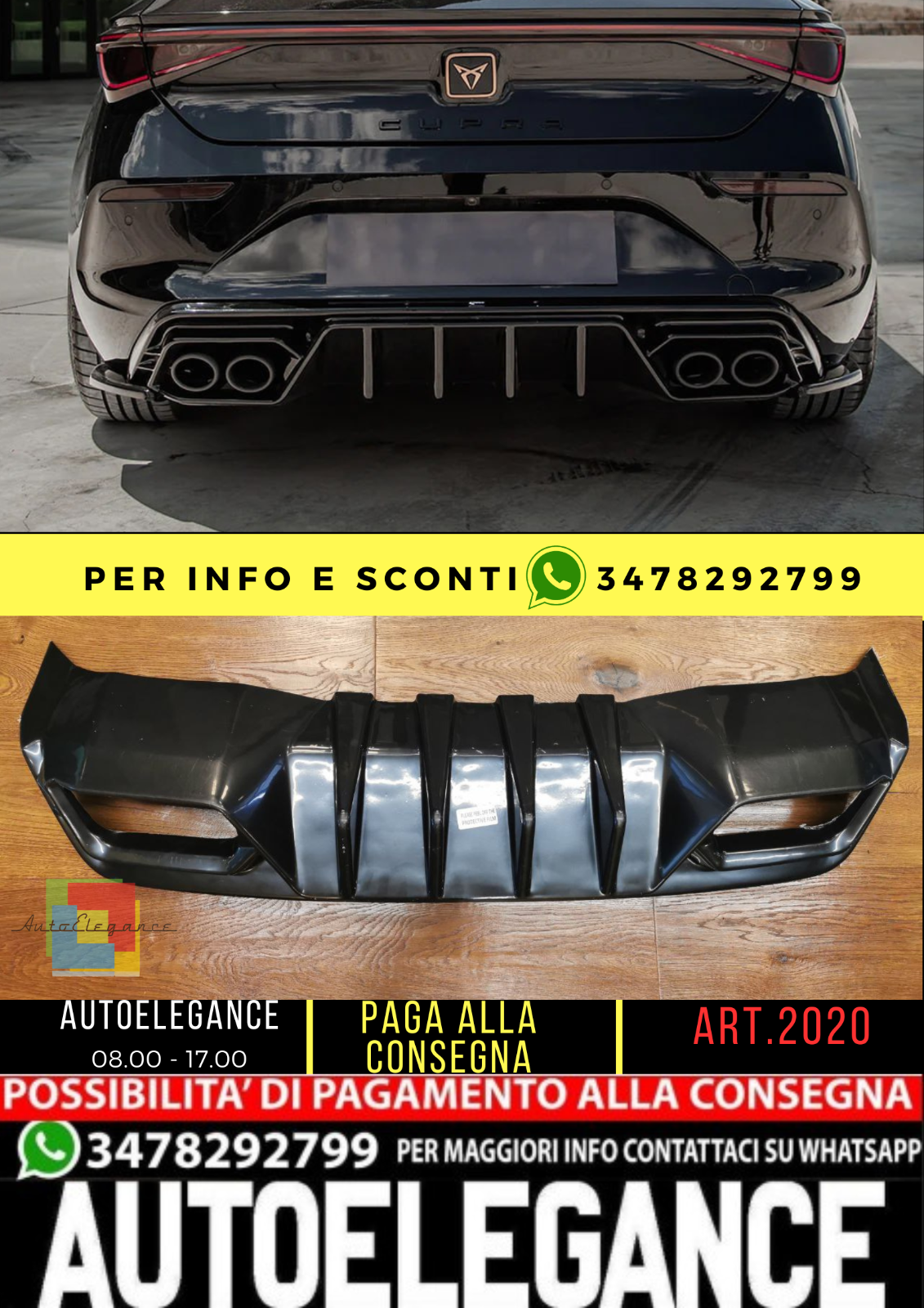 ?2020 DIFUSOR APTO PARA CUPRA LEON 2020+ NEGRO BRILLANTE?