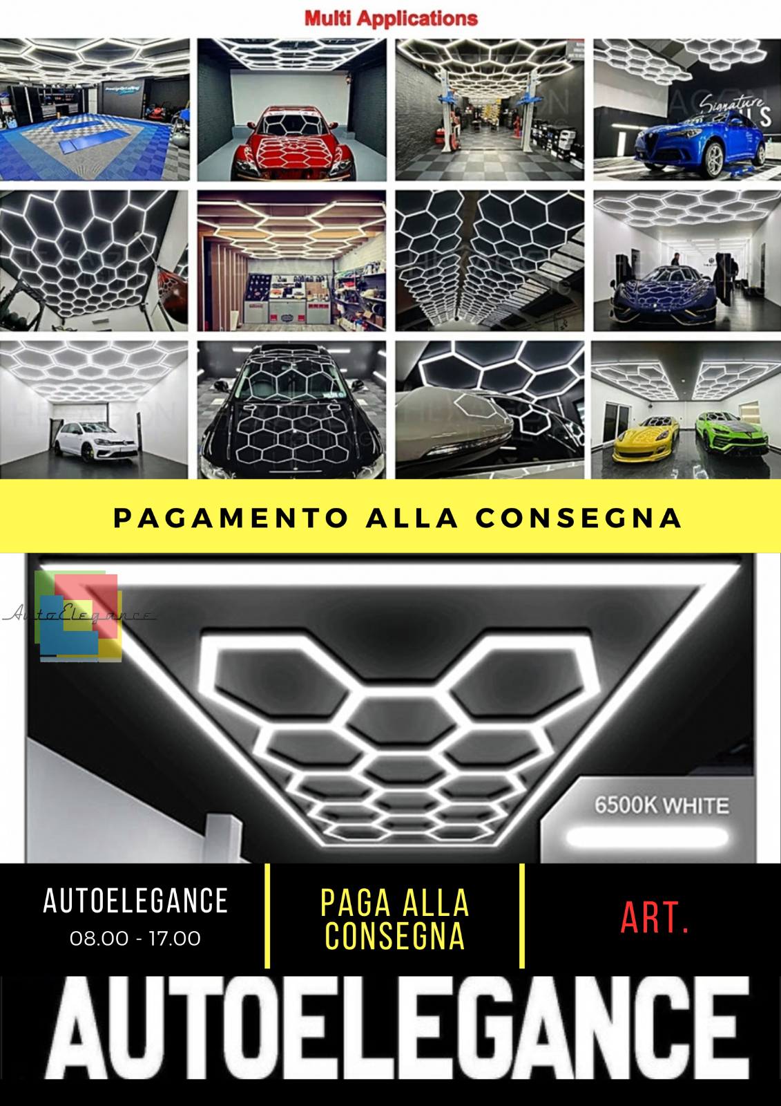 Sistema di illuminazione a soffitto Hexagon HoneyComb 3,94 x 1,86 m