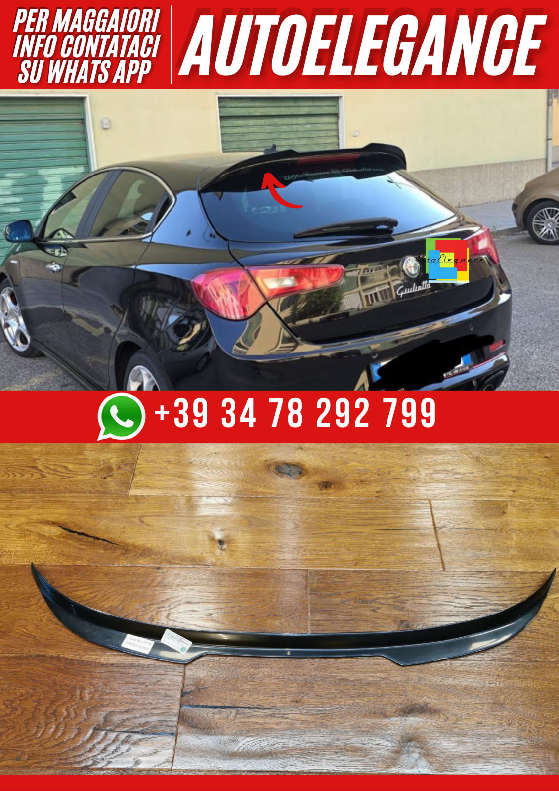 ART. 1850 SPOILER  ALFA ROMEO  GIULIETTA 2010-2020 NERO LUCIDO
