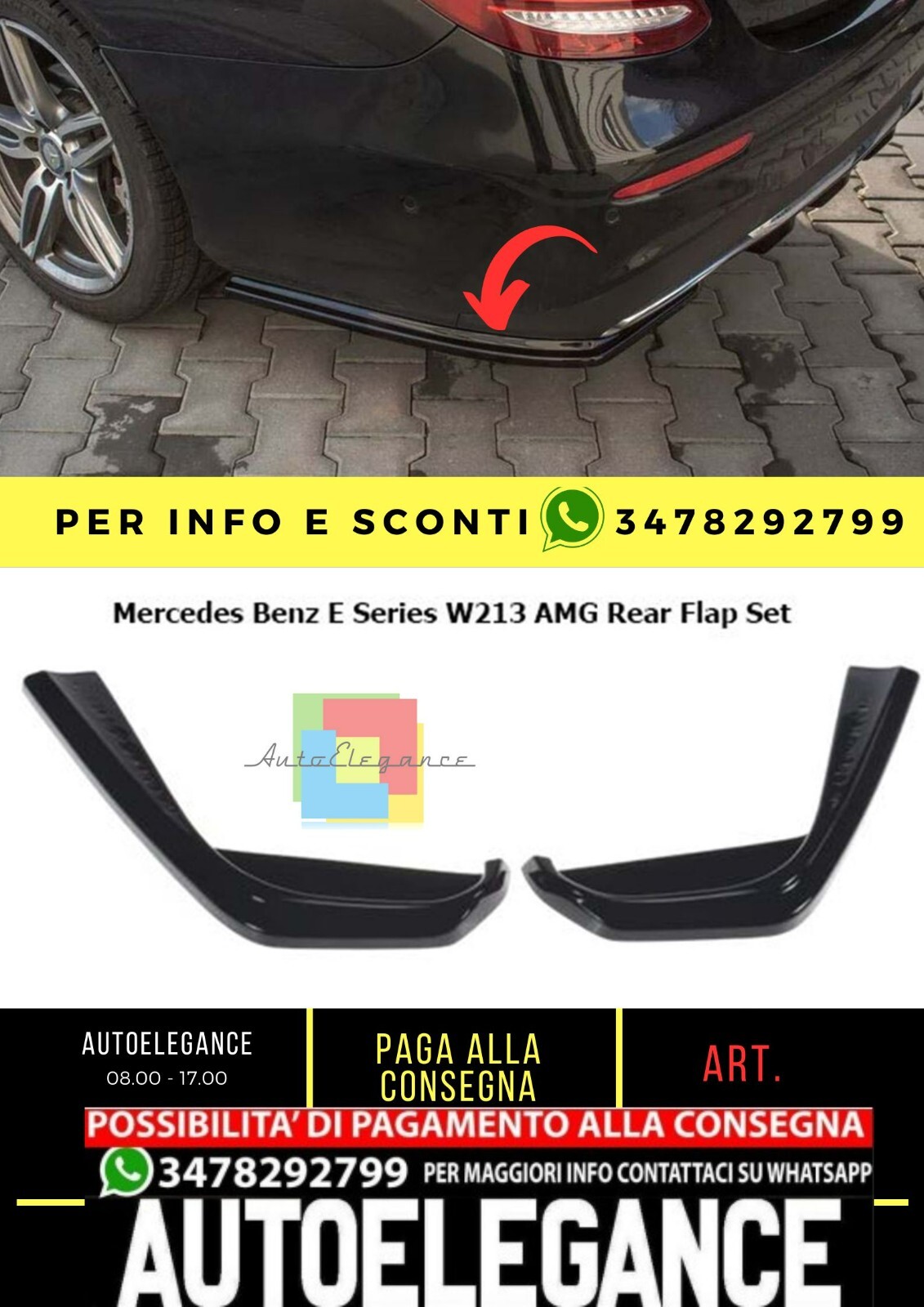 MERCEDES W213 Max Flap Posteriore Pianoforte Nero Vuoto Plastica / 2012-2018