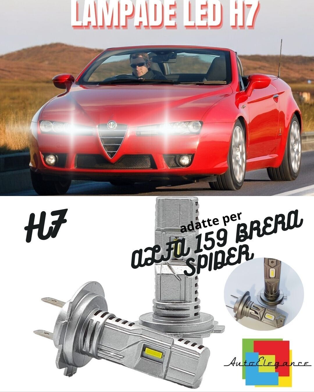 ??KIT LED H7 ALFA 159 BRERA SPIDER CON FARI ALOGENI 6000K LUMEN ABBAGLIANTI??