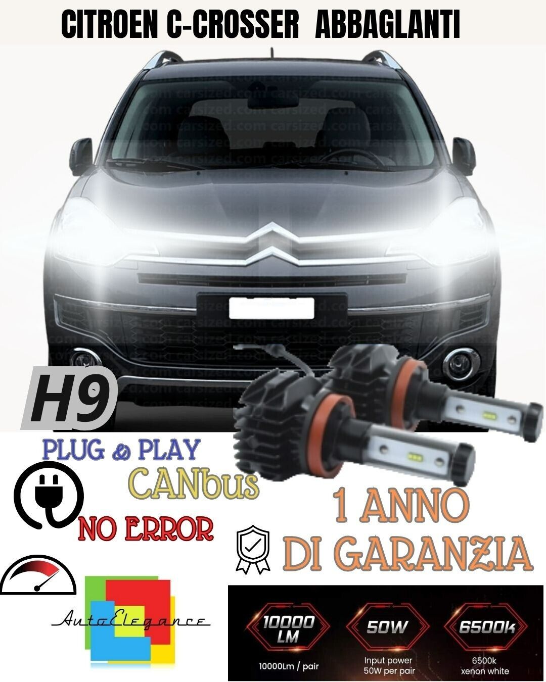 ???KIT LED H7?CITROEN C-CROSSER?6000K BIANCO GHIACCIO CANBUS ABBAGLIANTI LED???