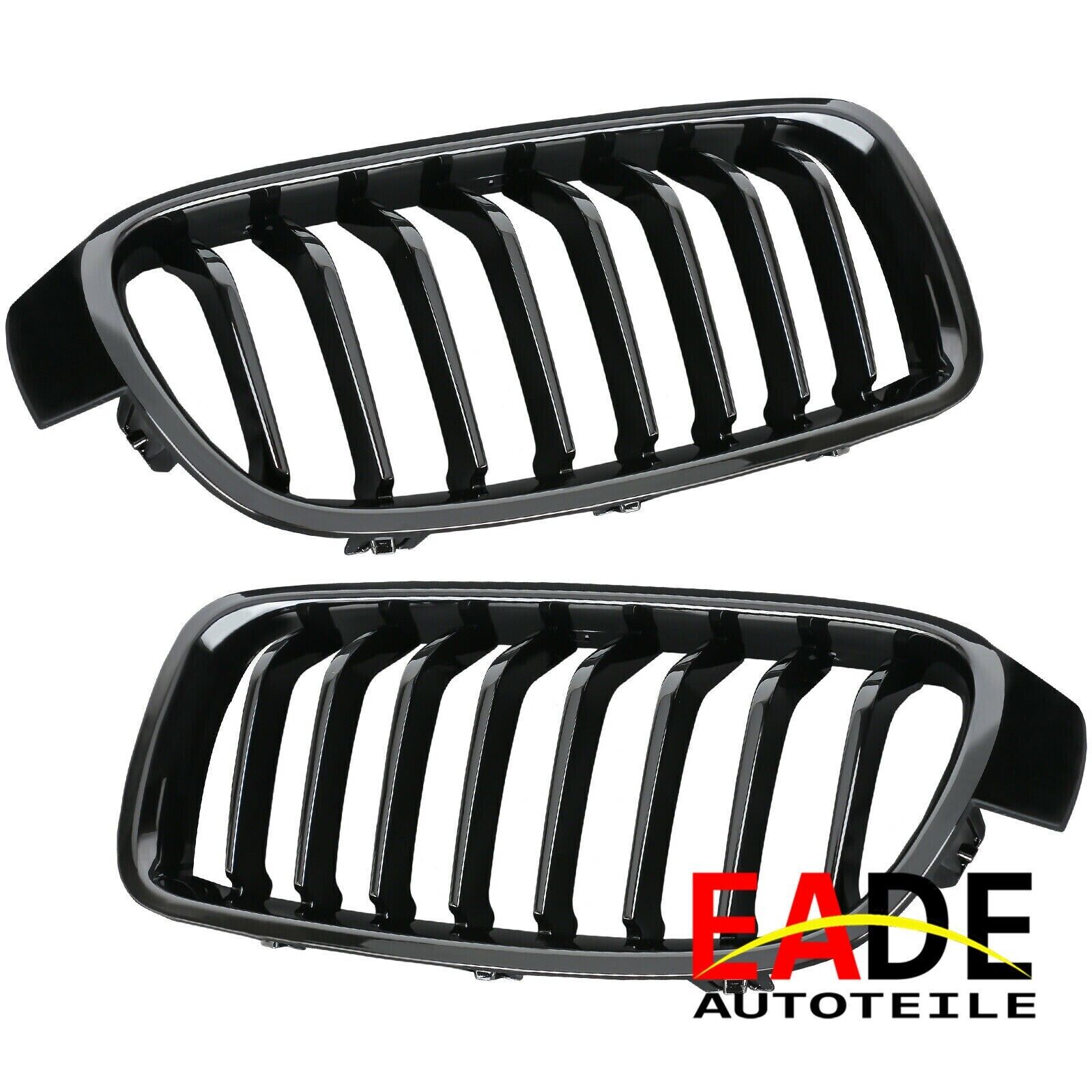 Gitter Heizk&ouml;rper Nieren Gl&auml;nzend Schwarz 8 Kiemen F&uuml;r BMW Serie 3 F30 F31 Lim