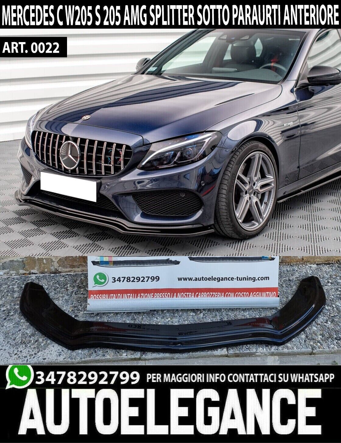 BAJO PARACHOQUES DELANTERO MERCEDES C W205 S205 AMG SPLITTER ABS NEGRO 0022