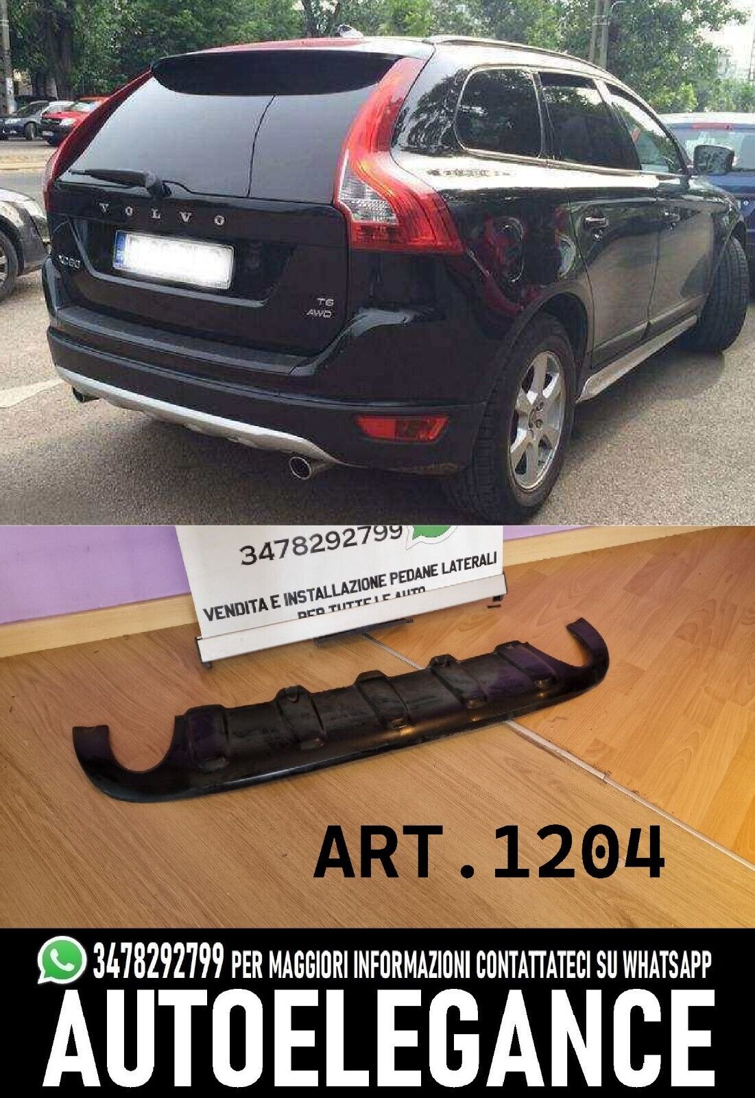 Diffusor Geeignet f&uuml;r Volvo XC60 2008-2013 Look AWD Rau 1+1