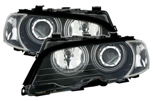 Phares CCFL Angel Eyes + Indicateurs En Noir pour BMW Serie 3 E46 Coup&eacute; + Cabrio