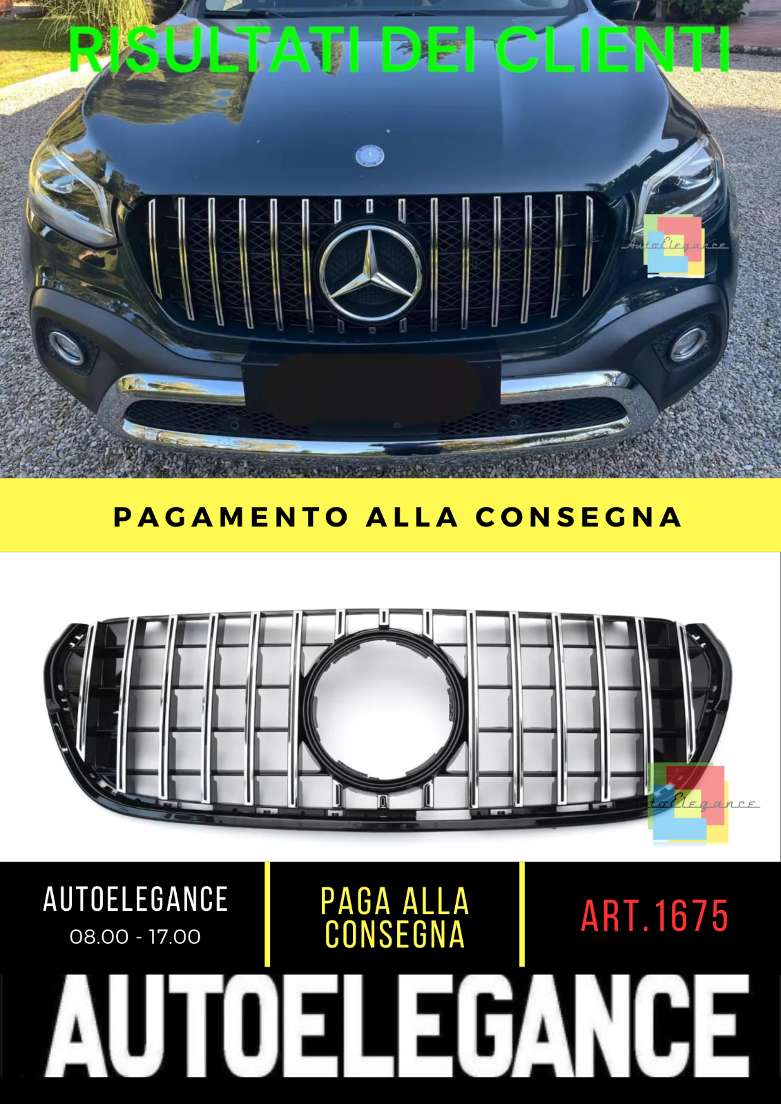 ?1675 GRIGLIA  MERCEDES BENZ CLASSE X W470 2018+ LOOK GT CROMATA PANAMERICANA?