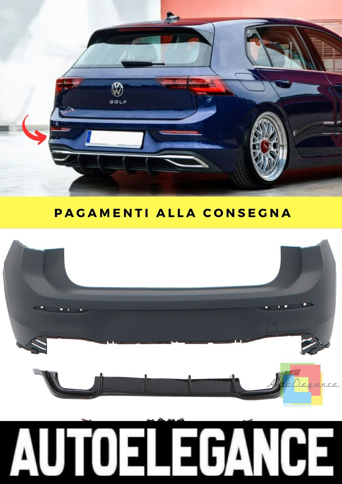 Paraurti Posteriore adatto per VW Golf 8 2019+