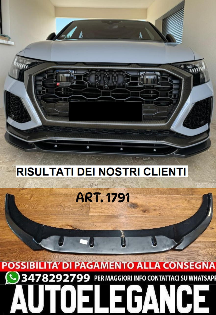 1791 Splitter Geeignet f&uuml;r Audi Q8 2019 + Rs Schwarz Gl&auml;nzend