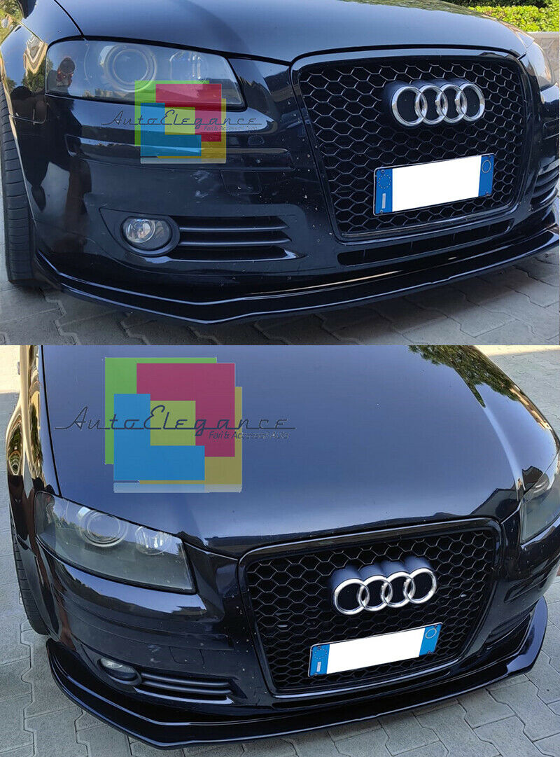 Lip Spoiler Abajo Parachoques Delantero Audi A3 8P 2004-2008 ABS Negro Divisor
