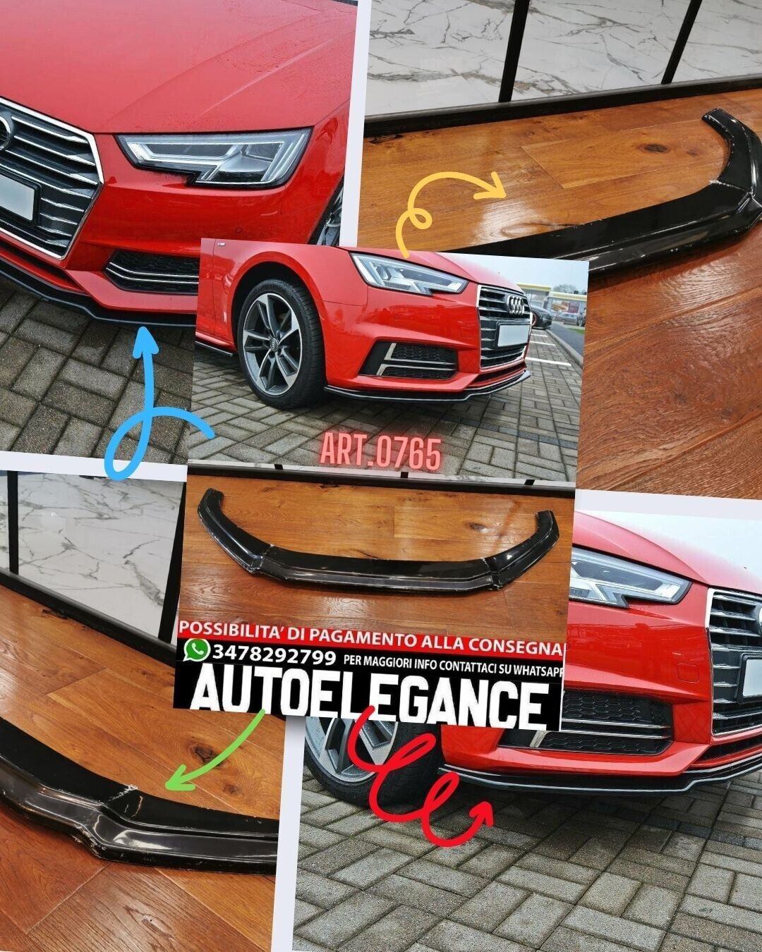SPLITTER AVANT ADAPT&Eacute; POUR AUDI A4 B9 2015+ LOOK RS4 S4 ABS DESIGN SPORTIF