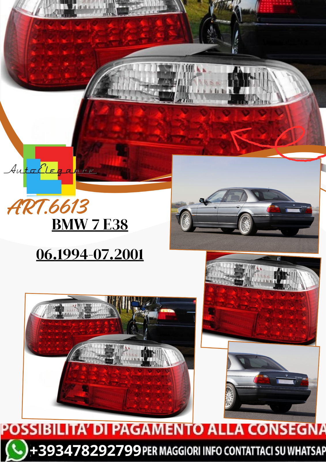 ART.6613 LED-Rückleuchten passend für BMW 7 E38 06.1994-07.2001