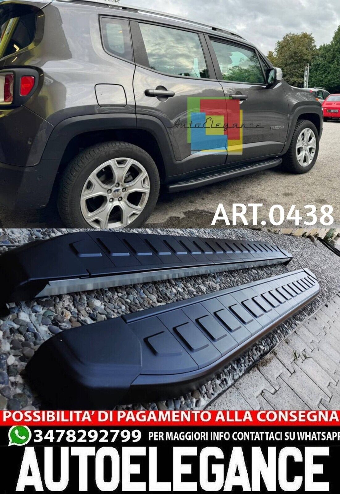 Marchepieds Lat&eacute;ral Adapt&eacute; Pour Jeep Renegade Look Noir Design Sport
