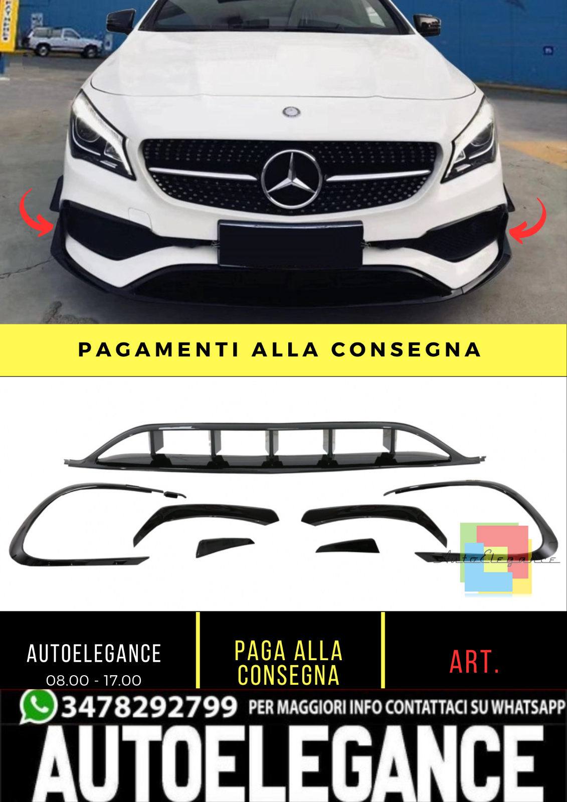 BODYKIT AERO ADATTO PER Mercedes CLA W117 Restyling 16-18 CLA45 Design NERO