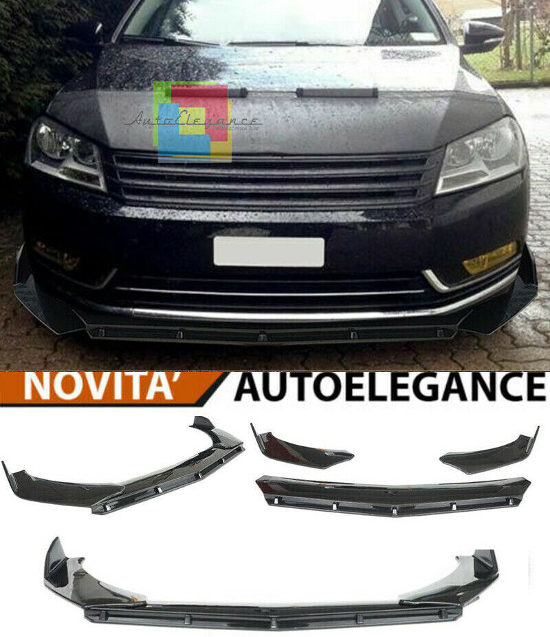 VW PASSAT B7 SPLITTER PARAURTI ANTERIORE NERO LUCIDO LOOK RS - 3P