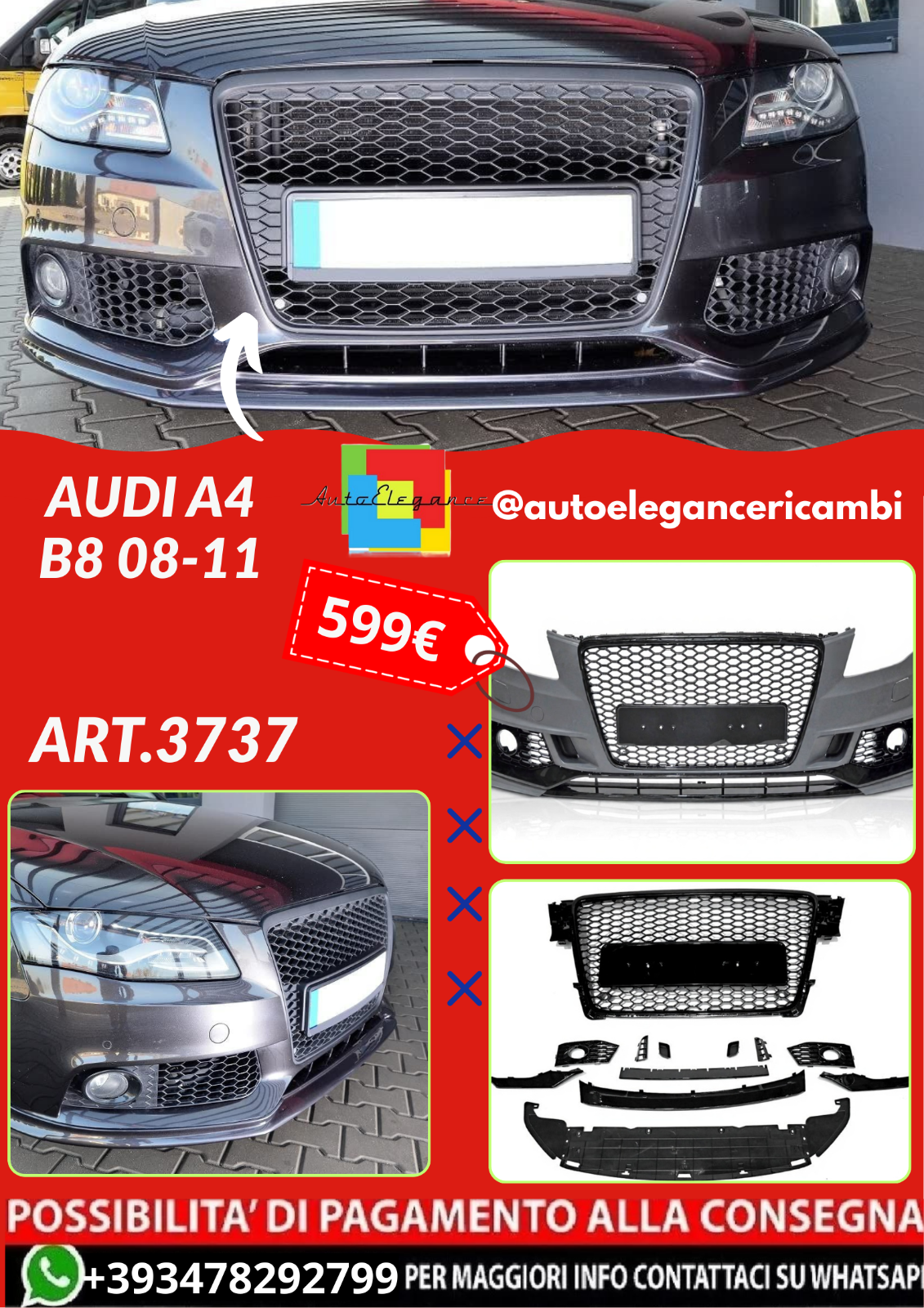 ART.3737 PARAURTI ANTERIORI AUDI A4 B8 08-11