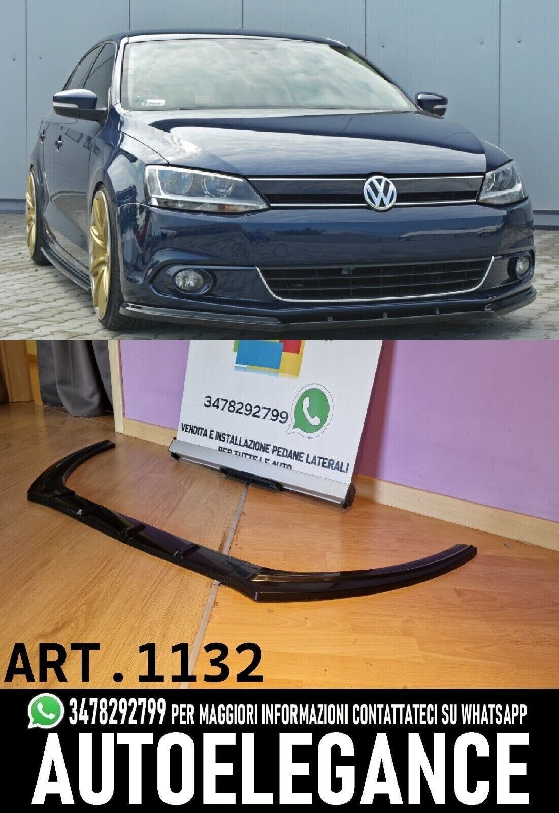 FRONTSPLITTER F&Uuml;R VW JETTA MK6 2010-2018 SCHWARZGL&Auml;NZEND