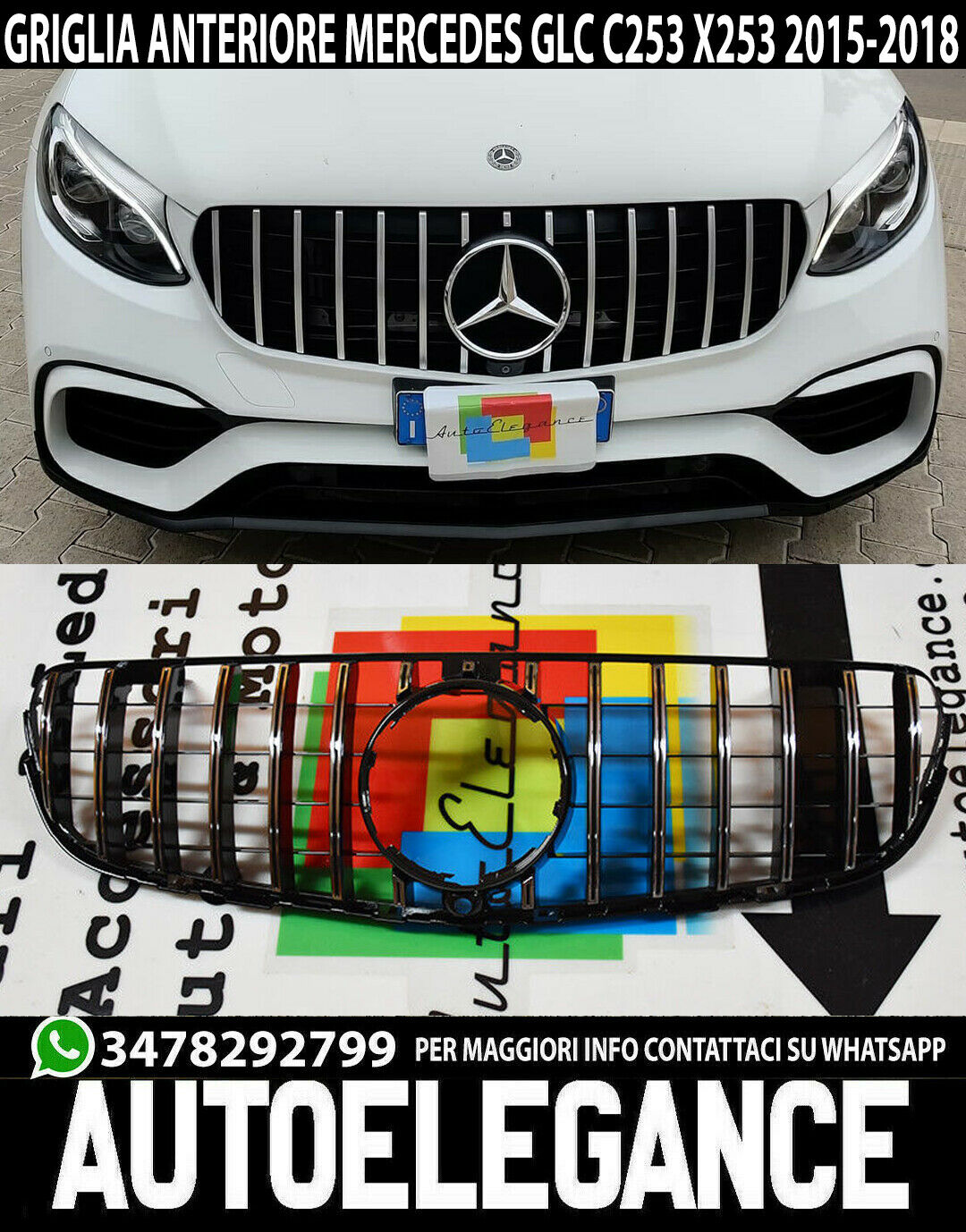 Grille Avant Mercedes Glc C253 X253 2015-2018 Profils Satin Panneau