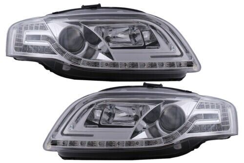 LED Tubo Light Faros para Audi A4 B7 11.2004-03.2008 Cromo-Mostra La T&iacute;tulo Orig