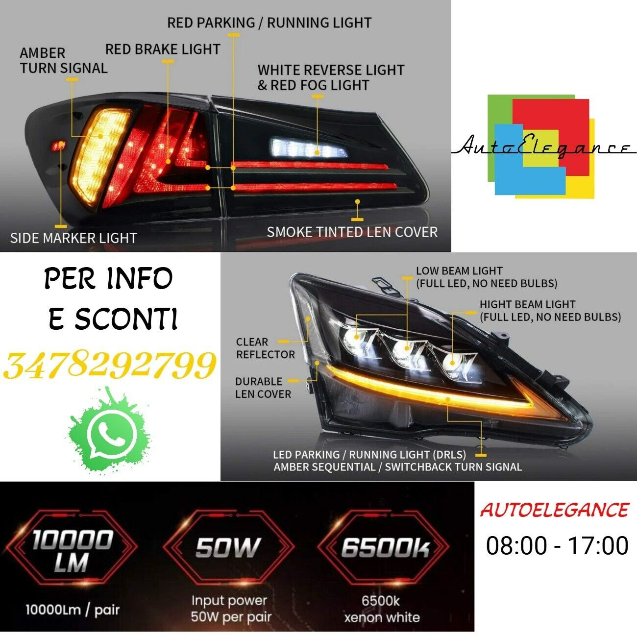 Phares Et Feux Arri&egrave;re LED pour Lexus IS250 IS350 2006-2012 IS200d Is F 2008-