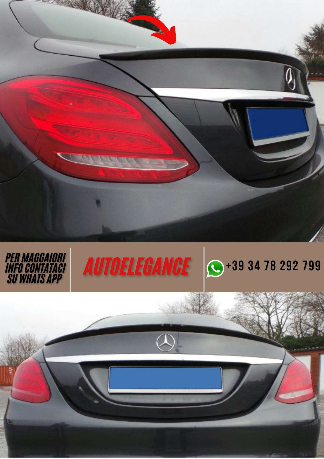??Tapa Spoiler Ver.1 Compatible Con MERCEDES Clase C W205 Berlina??
