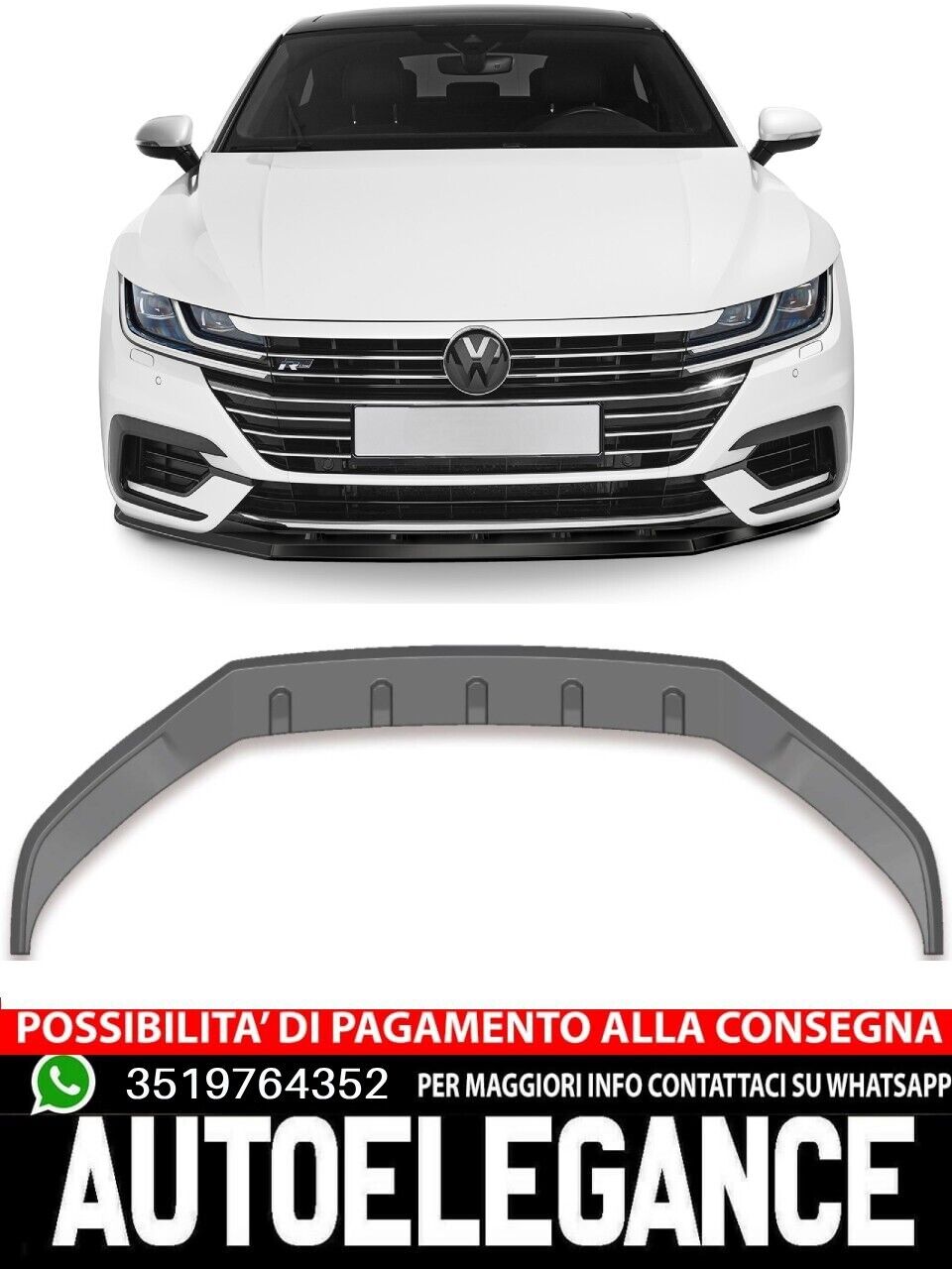 SPOILER-SPLITTER PASSEND F&Uuml;R VW Arteon R-Line SCHWARZGLANZ-OPTIK, SPORTLICHES