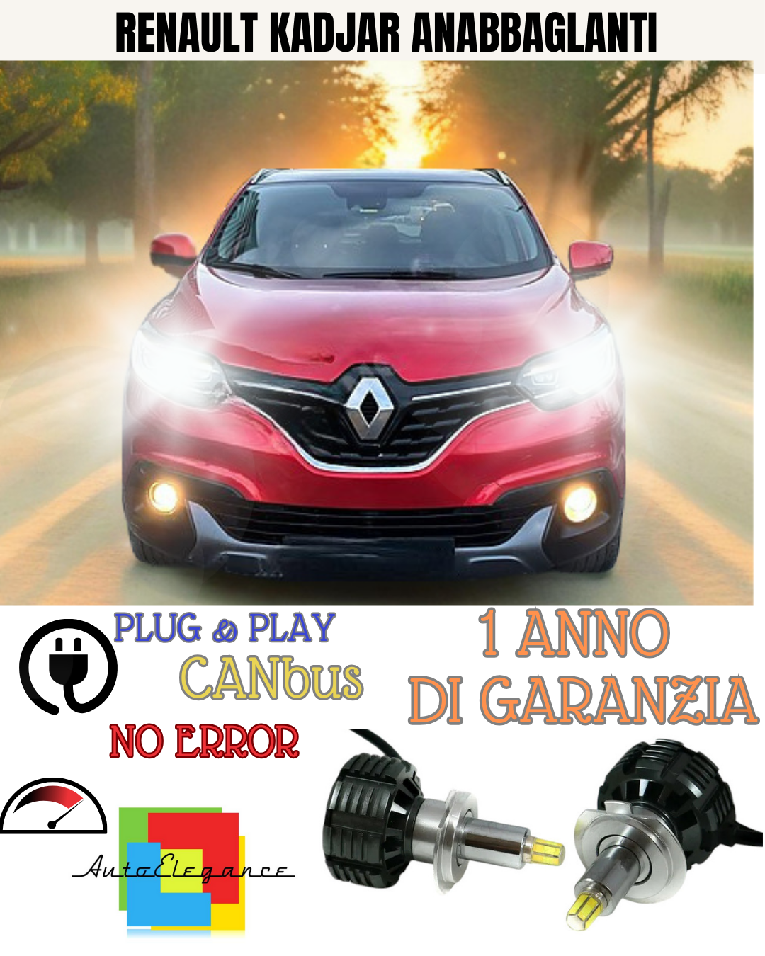 Kit Full Led Anabbagliantes H7 6000K Canbus Lenticulares 360 Renault Kadjar