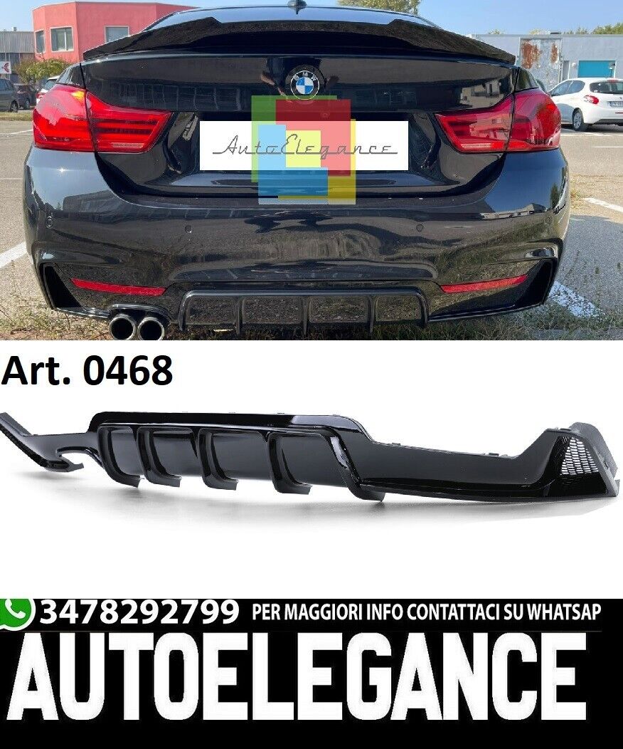 BMW SERIE 4 F32 F33 F36 SOTTO PARAURTI POSTERE DIFFUSORE ABS NERO LUCIDO 0468