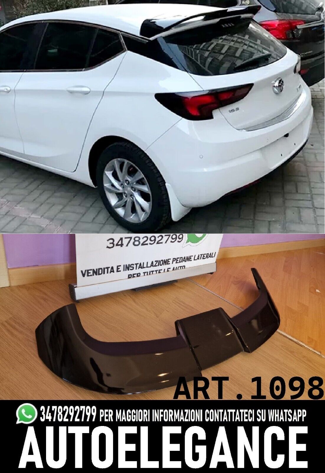 Spoiler Techo Para Opel Astra K 2015-2021 Look Oettinger Negro Brillante