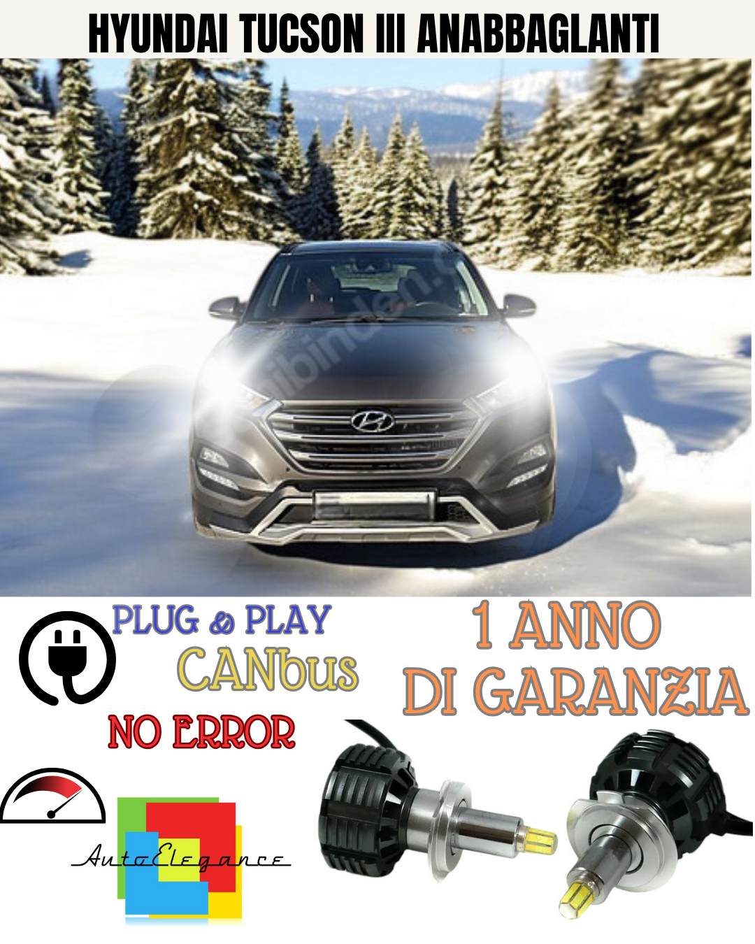 Set Full LED Anabbaglia H7 6000K Canbus Para LENTICOLARI360HYUNDAI Tucson