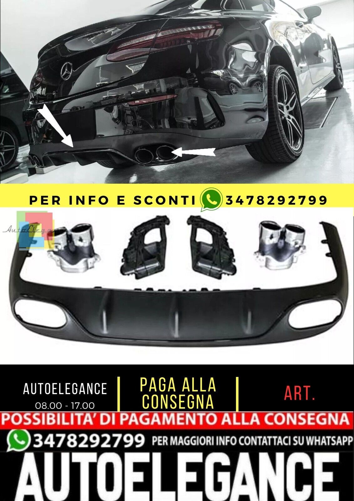 ??Diffusore + terminali di scarico (NERO) ADATTO PER MERCEDES E53??