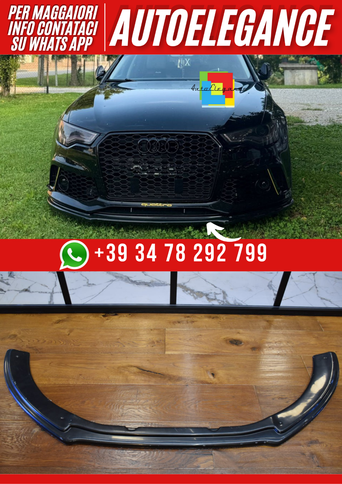 ART. 0021 SPLITTER A6 4G C7 RS6 2011-2018 NERO LUCIDO