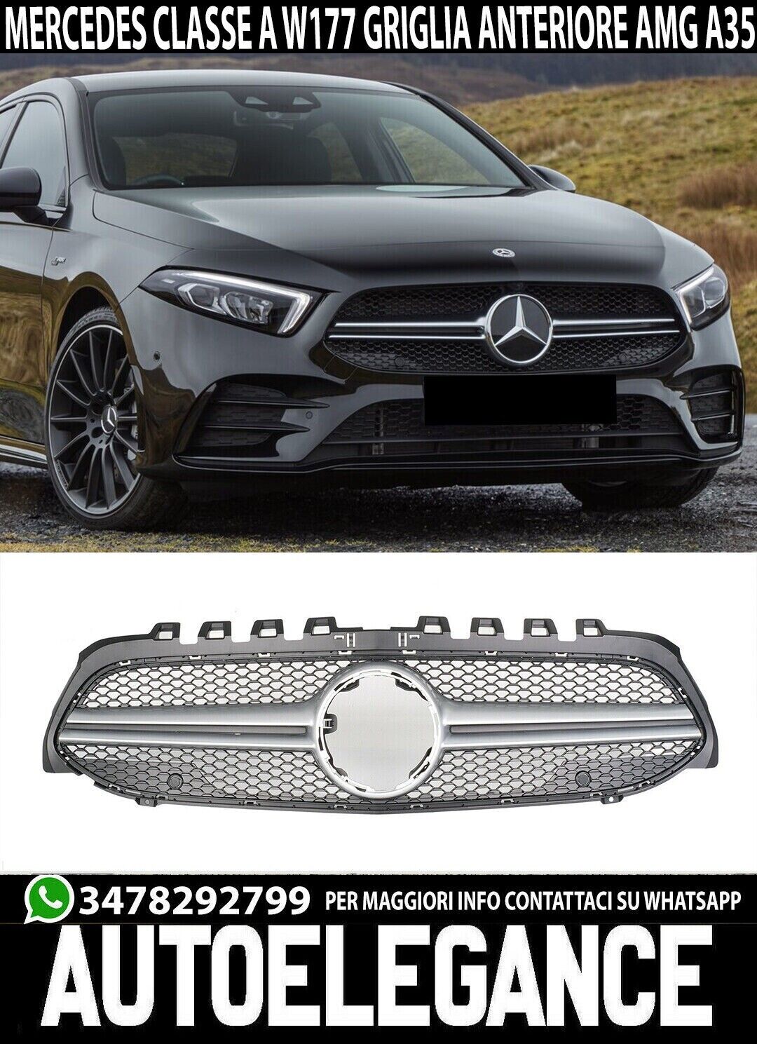 CALANDRE AVANT POUR MERCEDES CLASSE A W177 2018+ CALANDRE AMG A35 LOOK