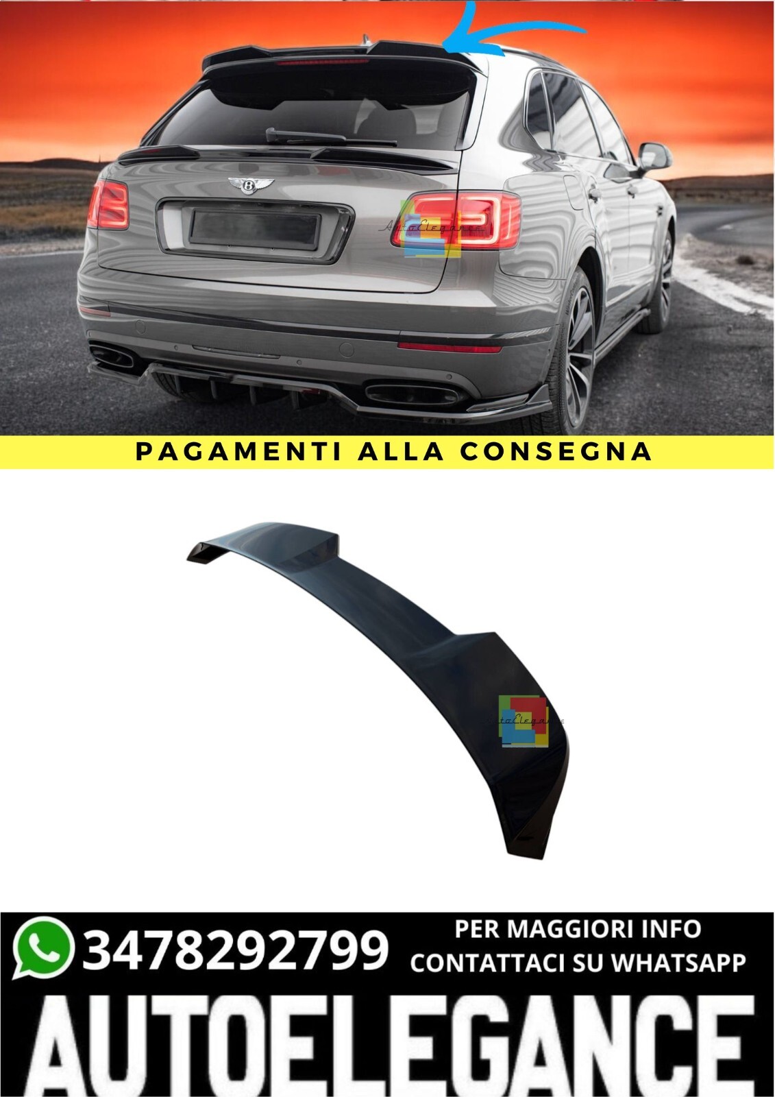 Tappo Spoiler Superiore 3D Adatto Per Bentley Bentayga Mk1