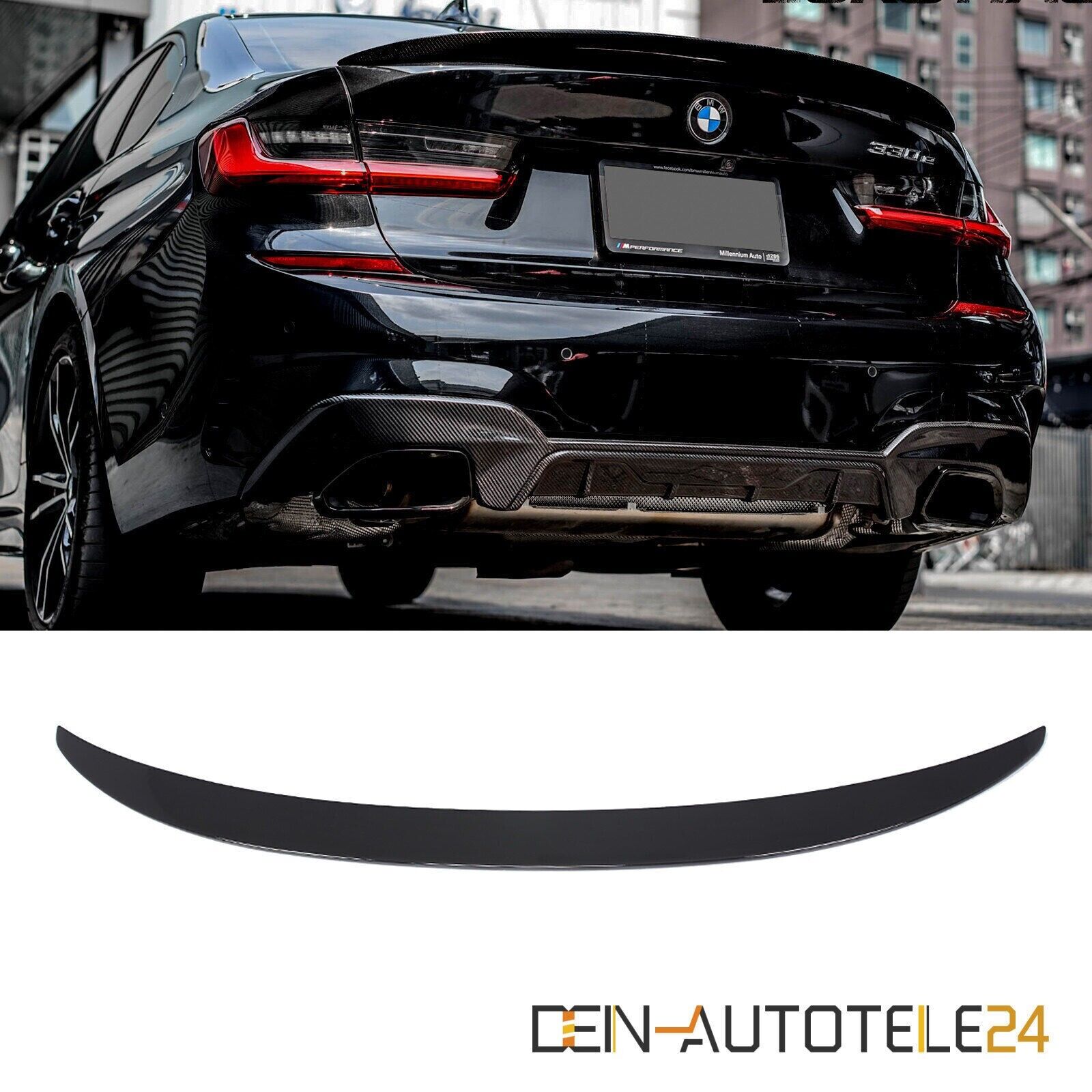 BMW Serie 3 G20 Limousine Heckspoiler Motorhaube Look M Sport ABS Schwarz Glanz