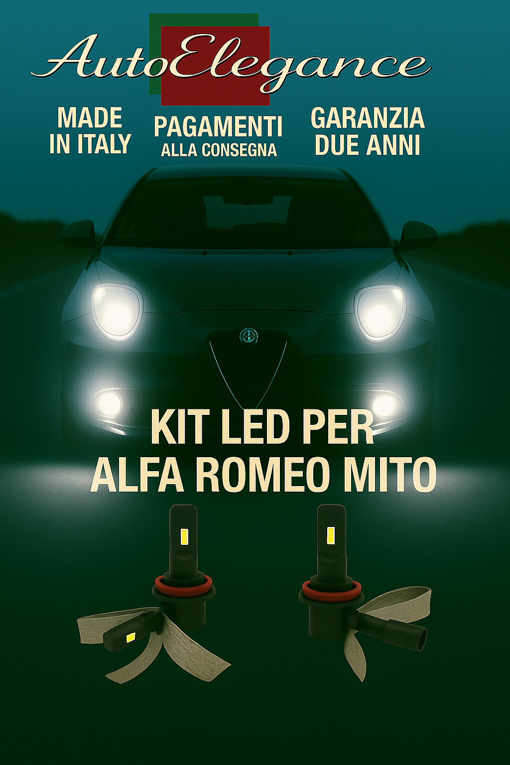 Set LED H7 Route 6000K pour Alfa Romeo Mito Blanc Canbus
