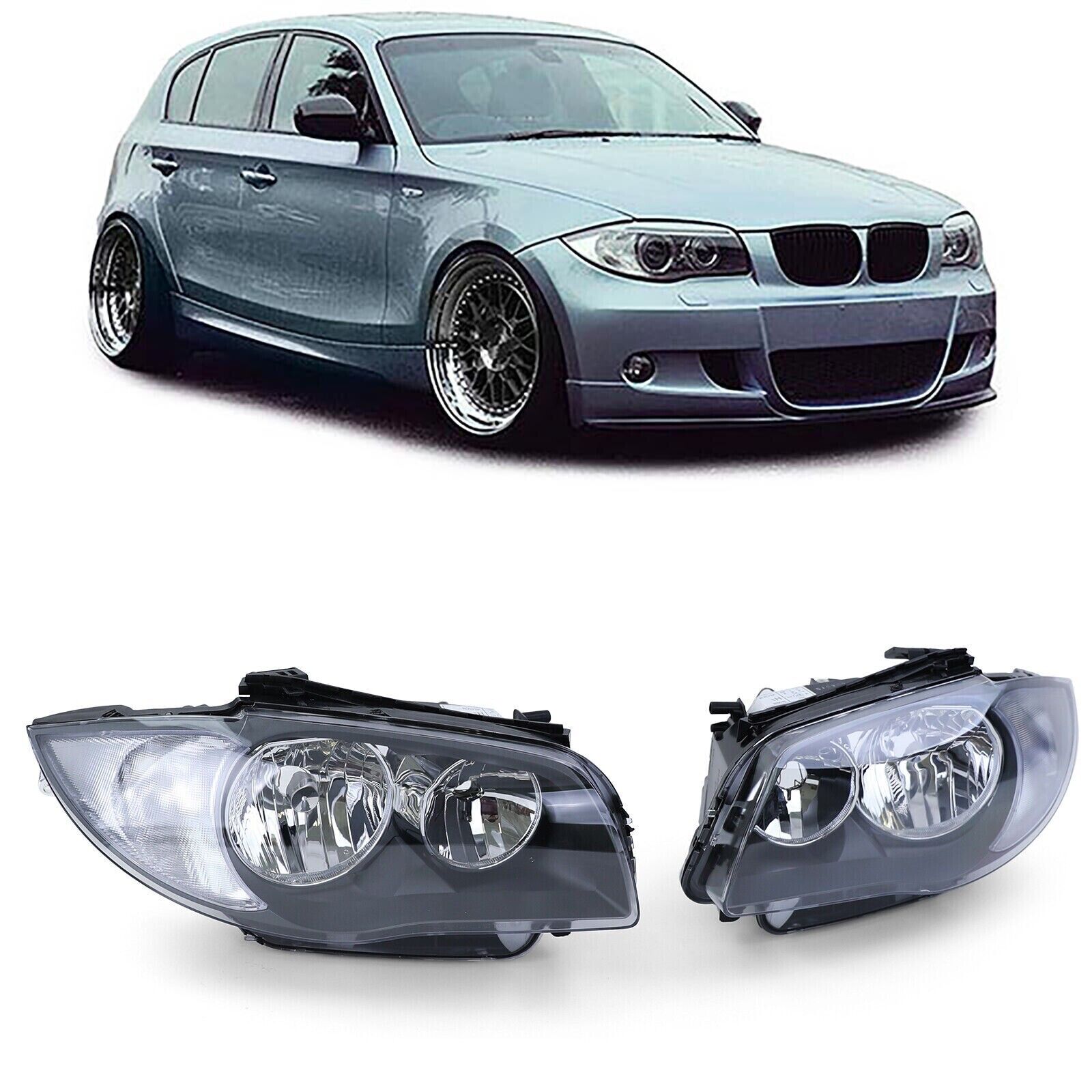 Par de Faros Negros H7 Adecuados para BMW E81 E82 E87 E88 De 04