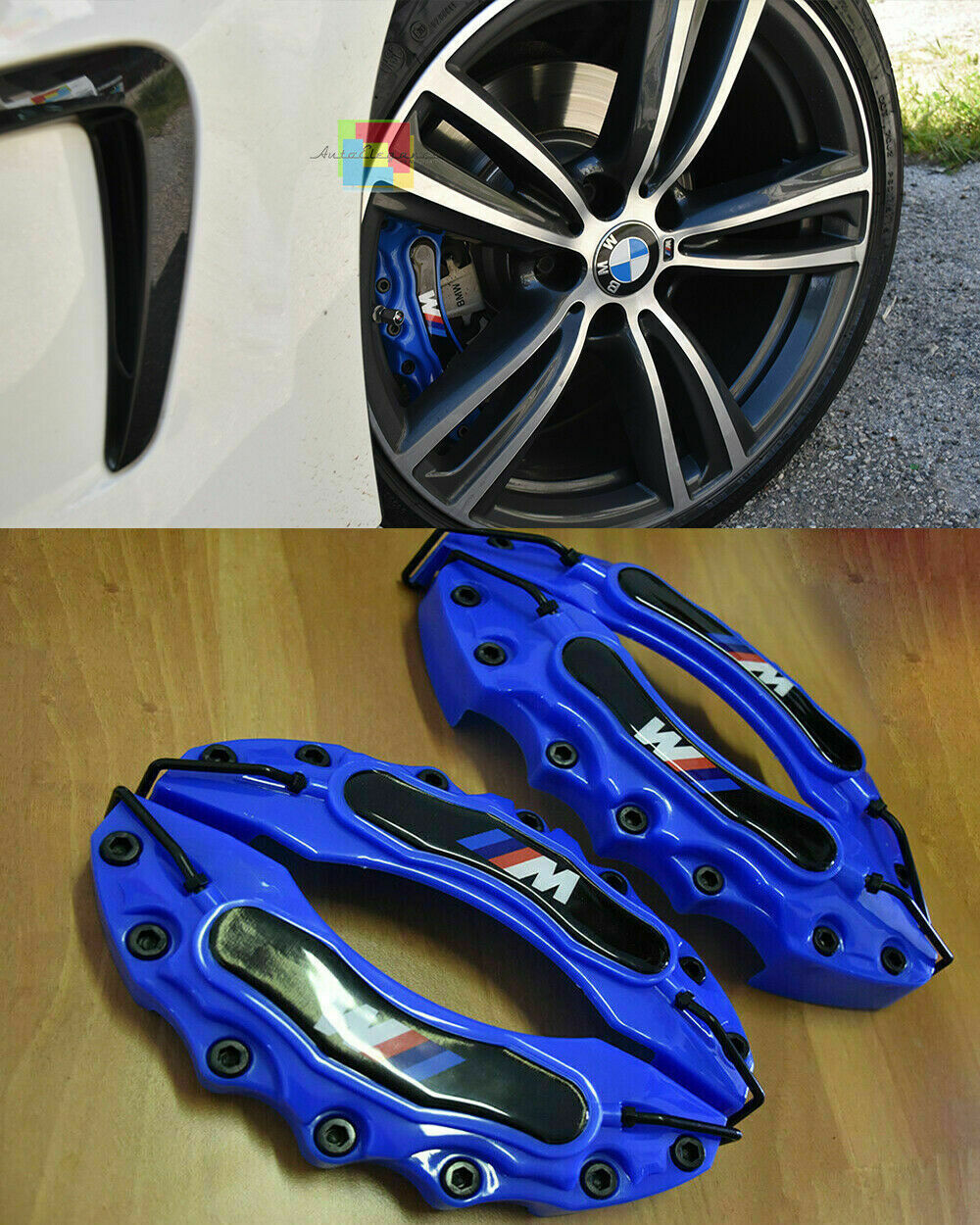 BMW 4x COVER COPRI PINZE FRENI BLU ANTERIORI & POSTERIORI LOOK M / M SPORT -