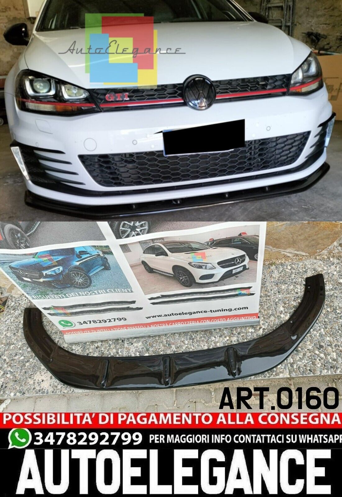 SPLITTER GEEIGNET F&Uuml;R VW GOLF 7 GTI 2012-2016 MAX GLOSS BLACK SPORTLICHER LOOK
