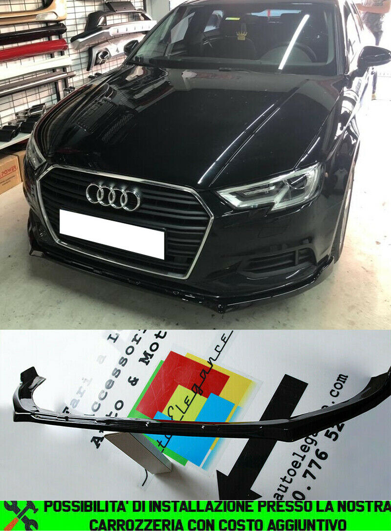 SOTTO PARAURTI ANTERIORE AUDI A3 8V 2016+ FACELIFT SPOILER ABS / PLASTIC NERO -