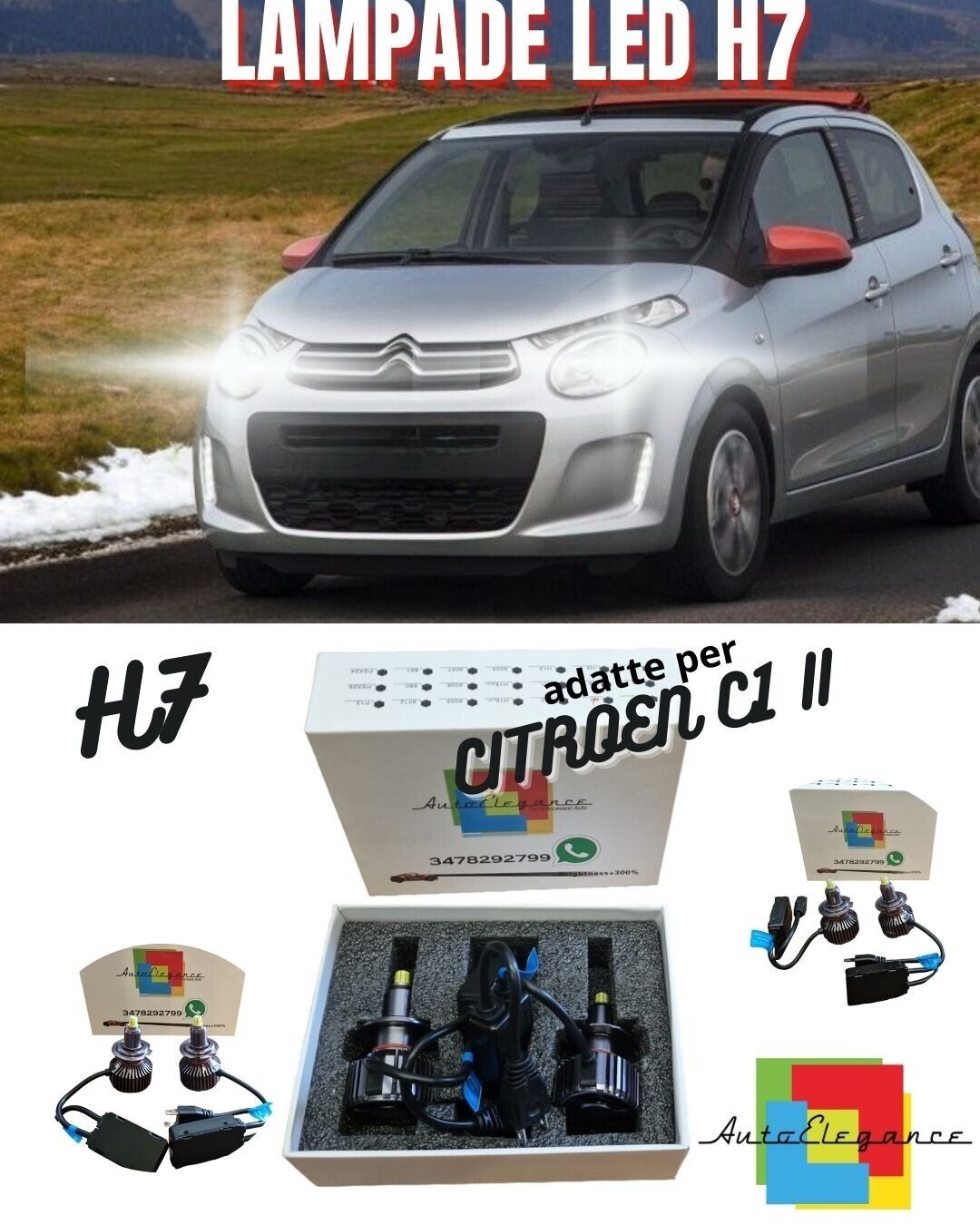 ??KIT FULL LED H7 6000K CANBUS LED PER LENTICOLARI CITROEN C1 NO AVARIA LUCI??