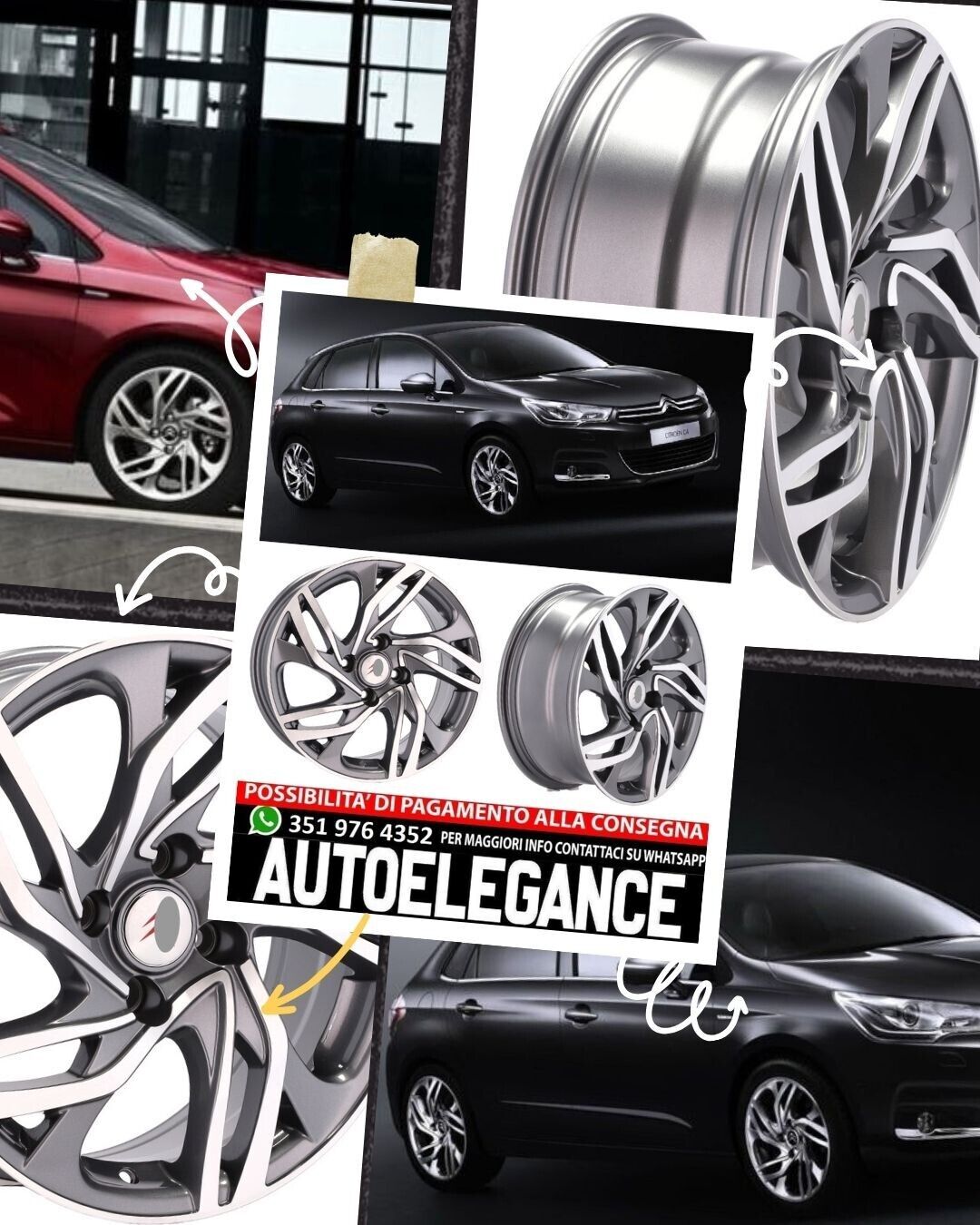 CERCHI CERCHIO IN LEGA 16"Adatto per AUDI CITROEN