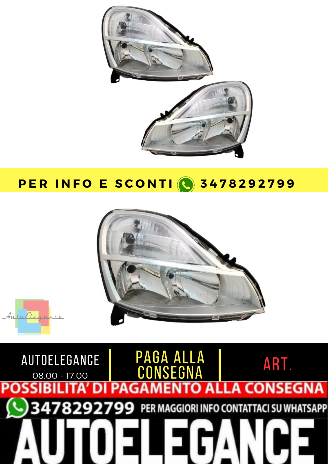 🔥Set fari per Renault Modus F JP H1 / H7 2008- Alogeni LWR🔥
