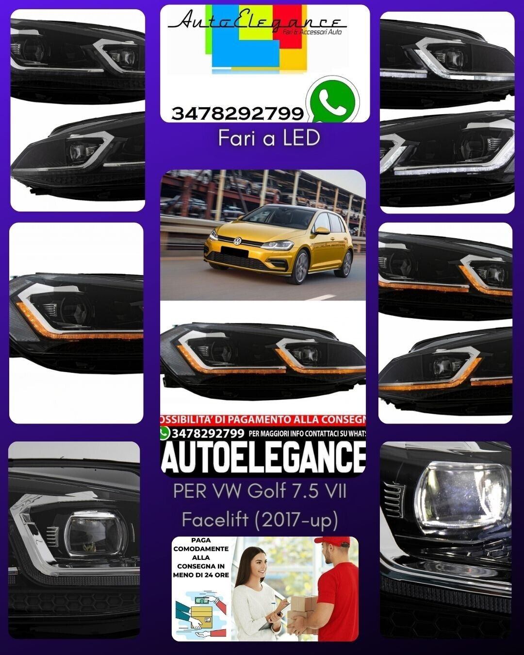 Phares LED Appropri&eacute;s pour VW Golf 7.5 VII Lifting 2017- Lumi&egrave;re Tournant