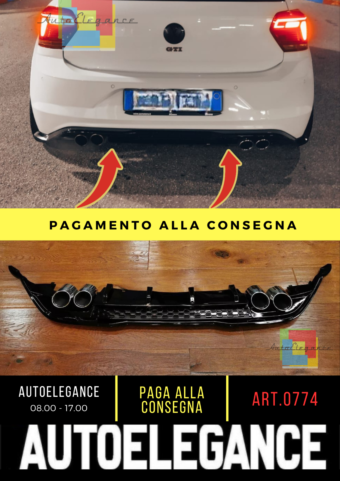 ? 0774 Diffusore adatto per polo aw1 lift restyling nero lucido doppia uscita?